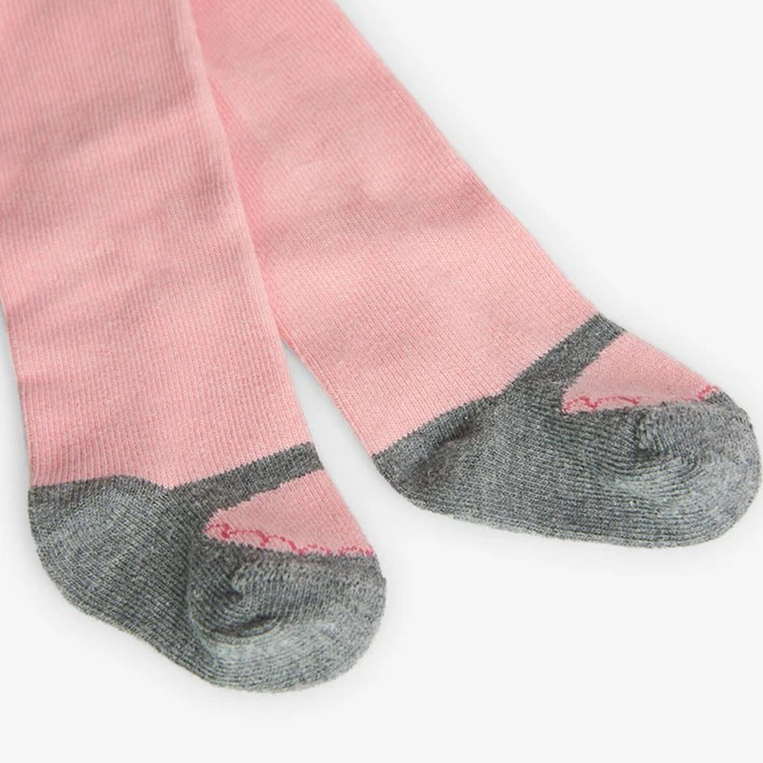 Younger Girls Pink & Grey Logo Tights, 1, hi-res