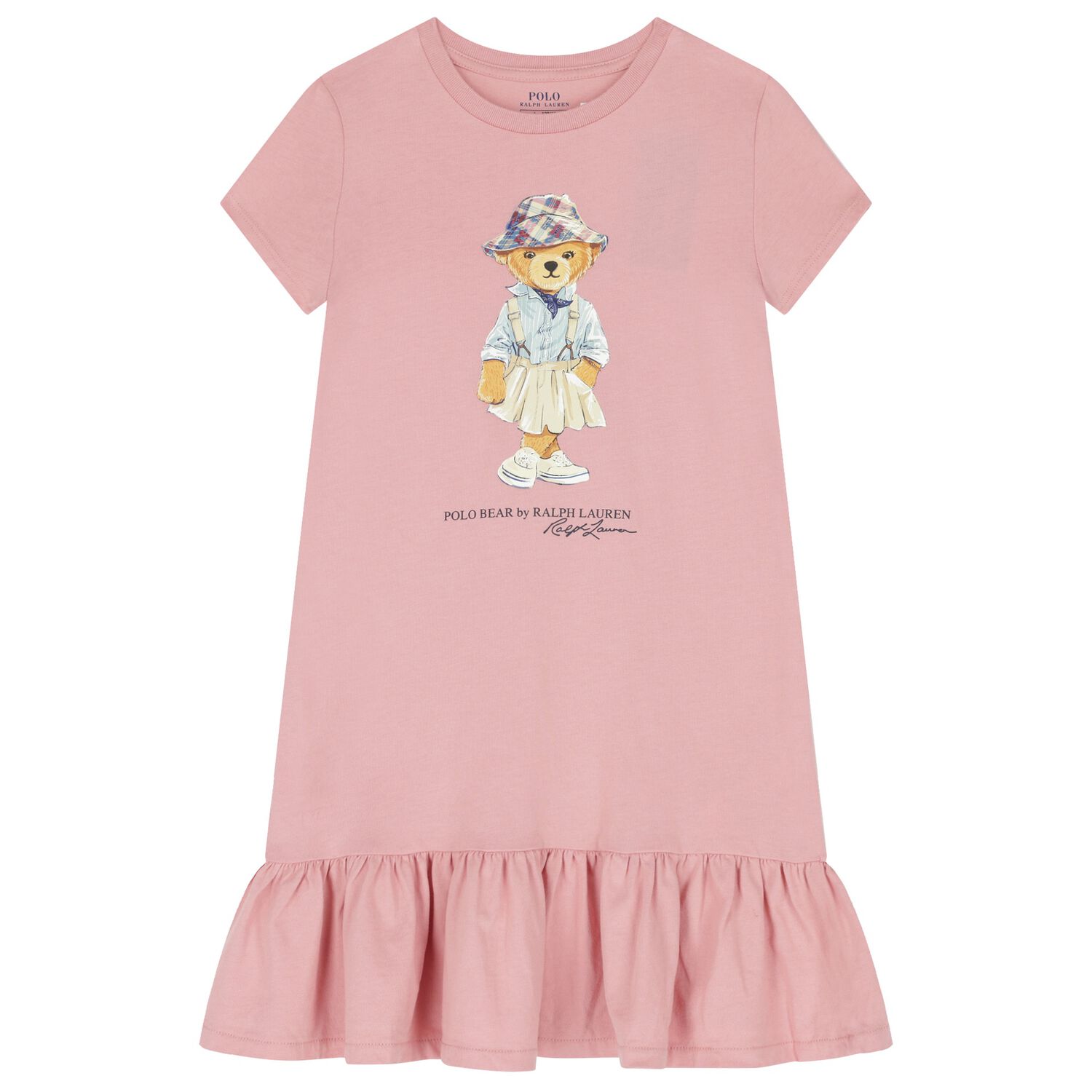 Girls Pink Polo Bear Dress, 1, hi-res