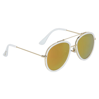 نظارة شمسية أفياتور باللون الأبيض للبنات