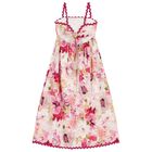 Girls Pink Floral Embroidery Maxi Dress, 1, hi-res