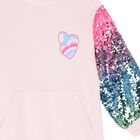 Girls Pink Sequin Sweatshirt Dress, 1, hi-res