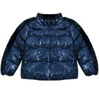 Girls Navy Sequin Hooded Jacket, 1, hi-res