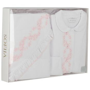 Baby Girls White & Pink Babygrow Gift Set
