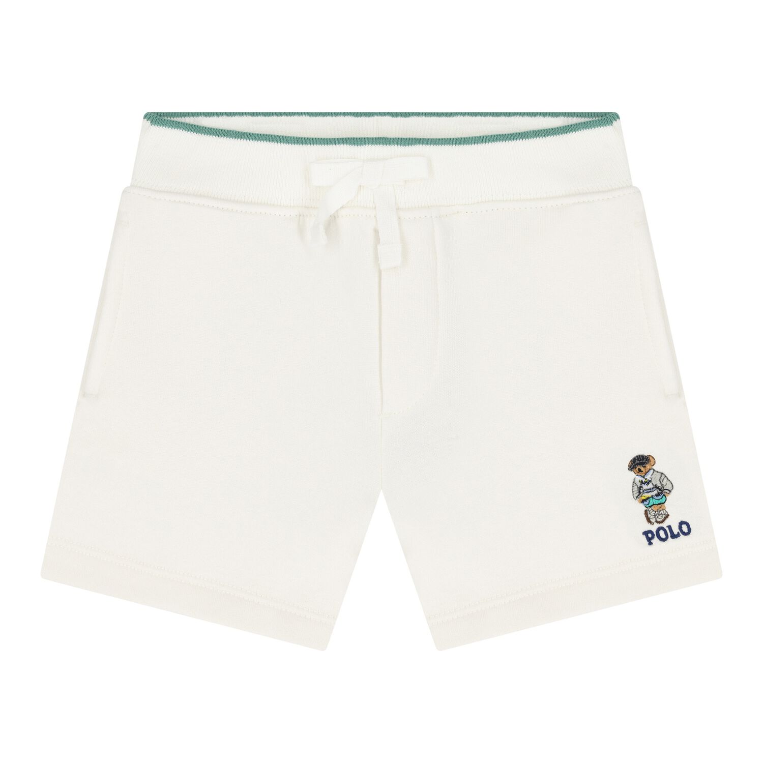 Baby Boys Ivory Jersey Polo Bear Shorts, 1, hi-res