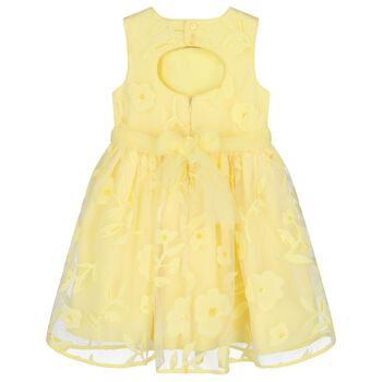 Girls Yellow Cut-Out flowers Dress