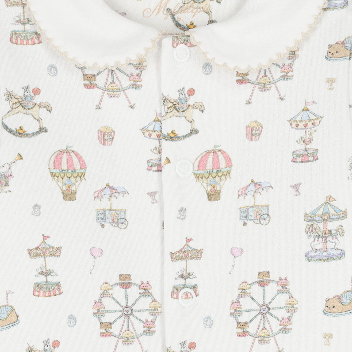 White Carousel & Hot Air Balloon Babygrow, 1, hi-res