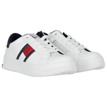 Boys White Logo Trainers
