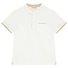 طقم أولاد شورت باللون الأبيض والبيج, 1, hi-res