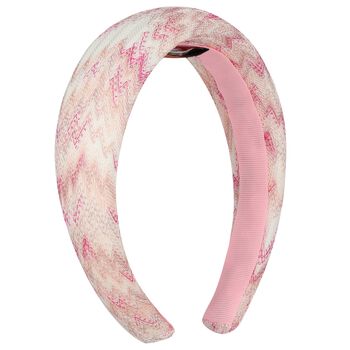 Girls White & Pink Zig Zag Headband