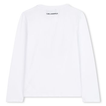 Girls White Logo Long Sleeve Top