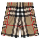 Boys Beige Checkered Shorts, 1, hi-res