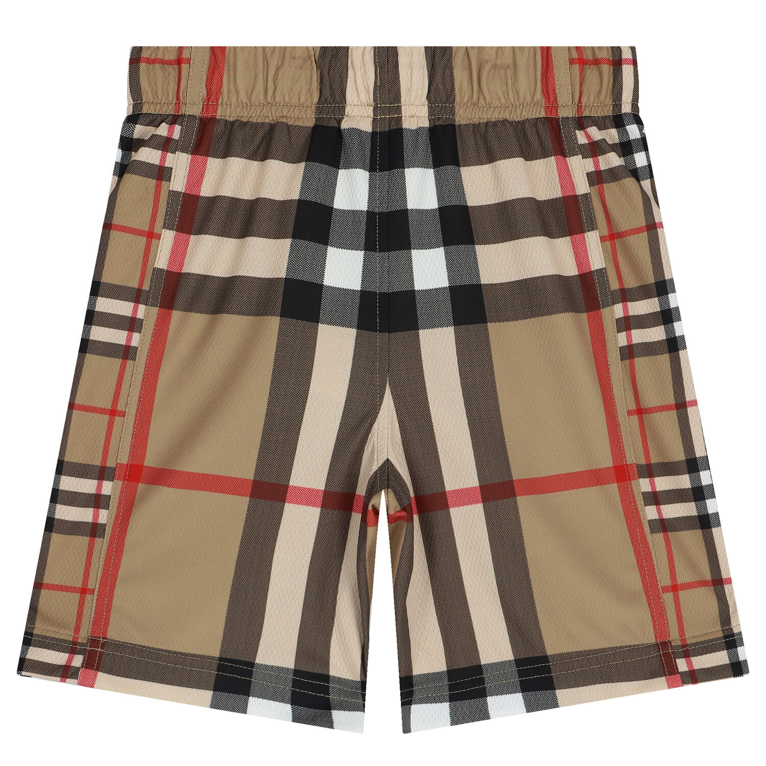 Boys Beige Checkered Shorts, 1, hi-res