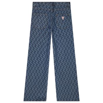 Girls Blue Logo Denim Jeans