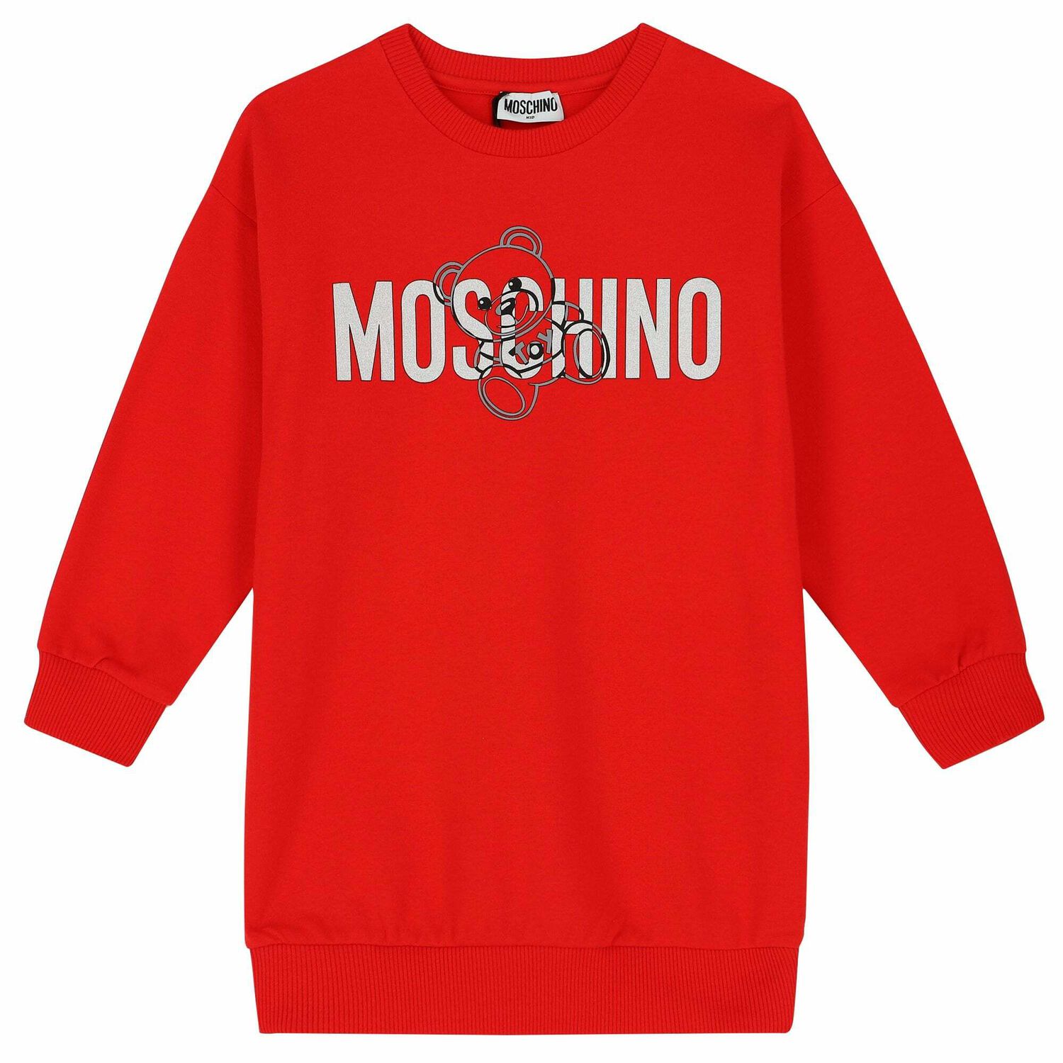 فستان سويت شيرت بالشعار باللون الاحمر, 3, hi-res image number null