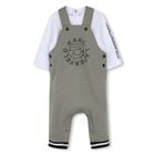 Younger Boys Green & White Ikonik Karl Dungarees Set , 1, hi-res