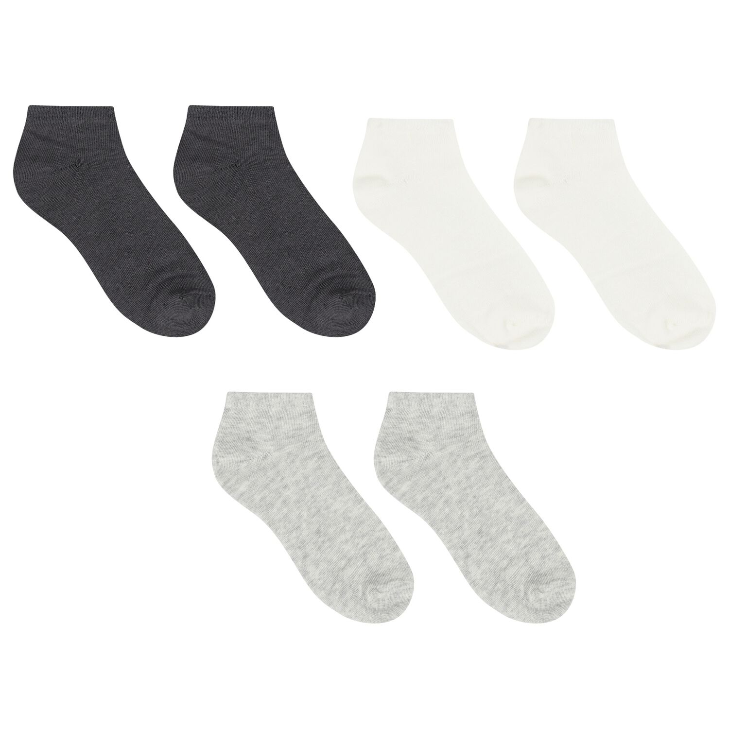Boys Grey & White Socks (3 Pack) , 3, hi-res