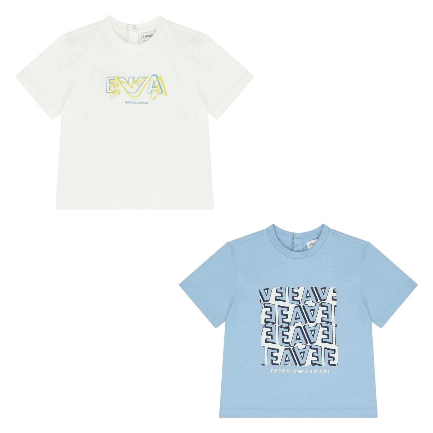 Younger Boys White & Blue T-Shirts ( 2 Pack ), 1, hi-res