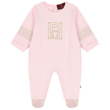 Baby Girls Pink Logo Babygrow