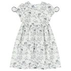 Girls White & Navy Blue Smocked Dress, 1, hi-res