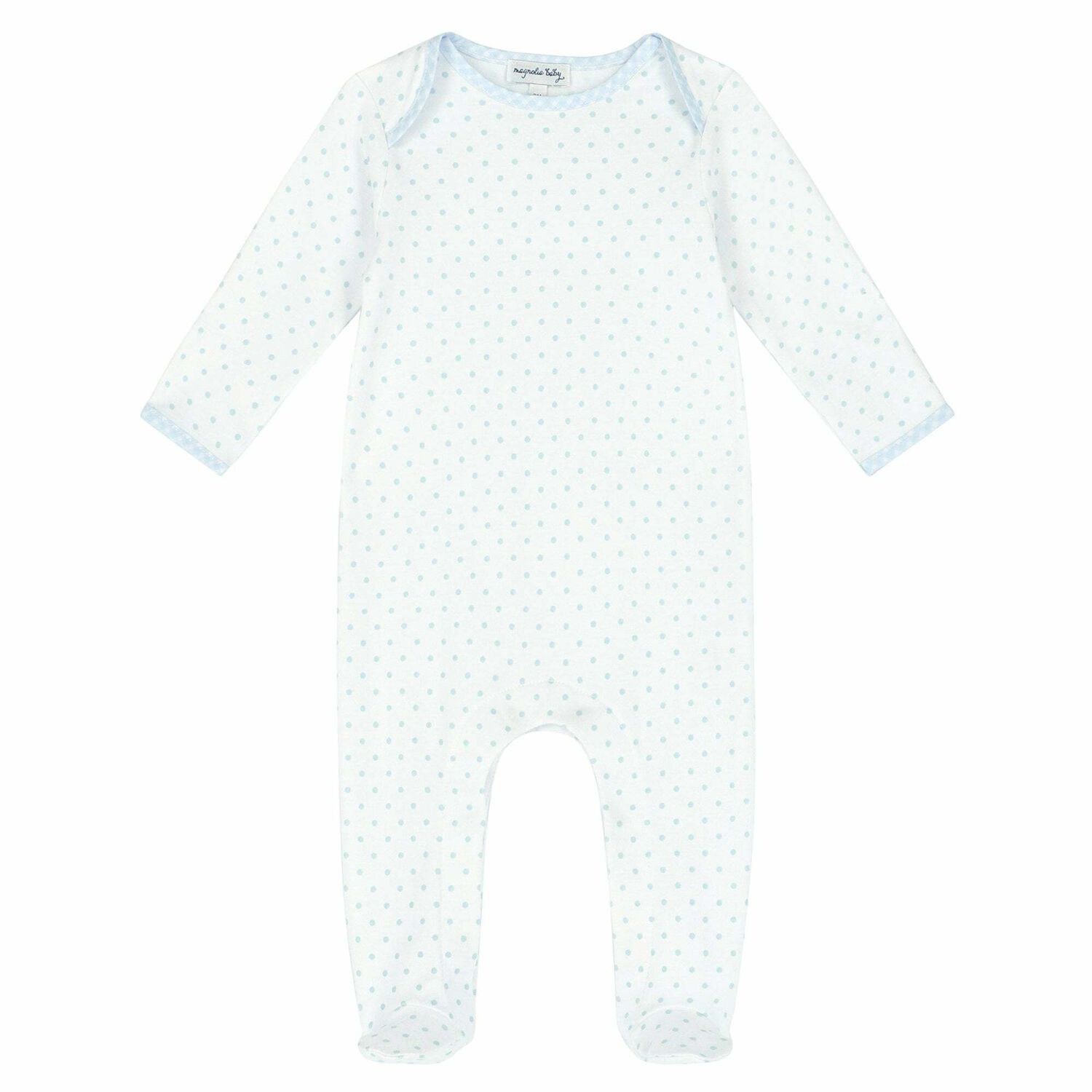 Baby Boys White & Blue Polka Dot Babygrow, 1, hi-res image number null