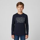 Boys Navy Blue Logo Long Sleeve Top, 1, hi-res