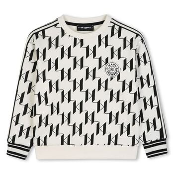 Boys White & Black Logo Sweatshirt