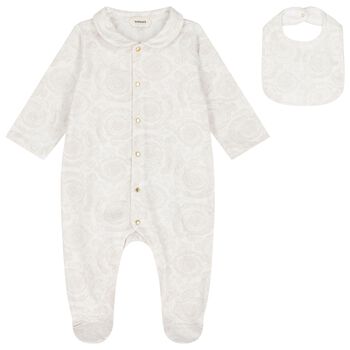 Ivory & Beige Barocco Babygrow Gift Set