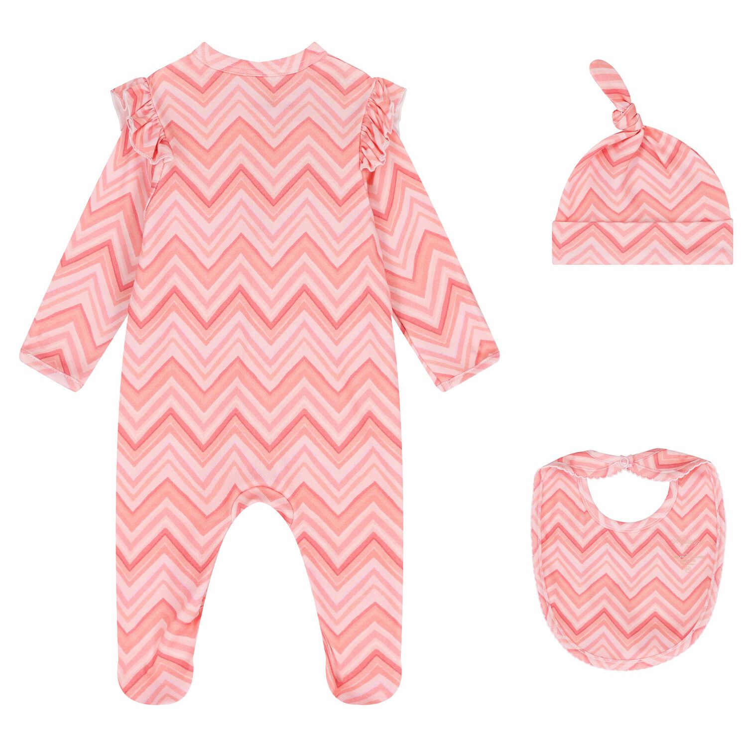 Baby Girls Pink Zig Zag Babygrow Set , 1, hi-res