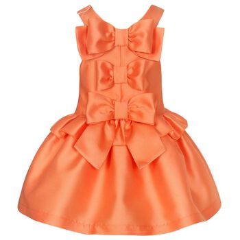 Girls Orange Satin Dress