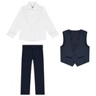 Boys Navy & White Suit Set, 1, hi-res