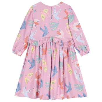 Girls Pink Birds Dress