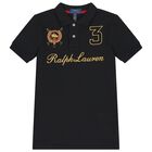 Boys Black Logo Polo Shirt, 1, hi-res