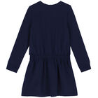 Girls Navy Bear Dress, 1, hi-res