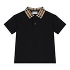 Baby Boys Black Logo Polo Shirt, 1, hi-res