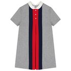 فستان رمادي مخطط للبنات, 1, hi-res