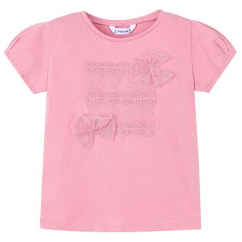 Girls Pink Bow T-Shirt