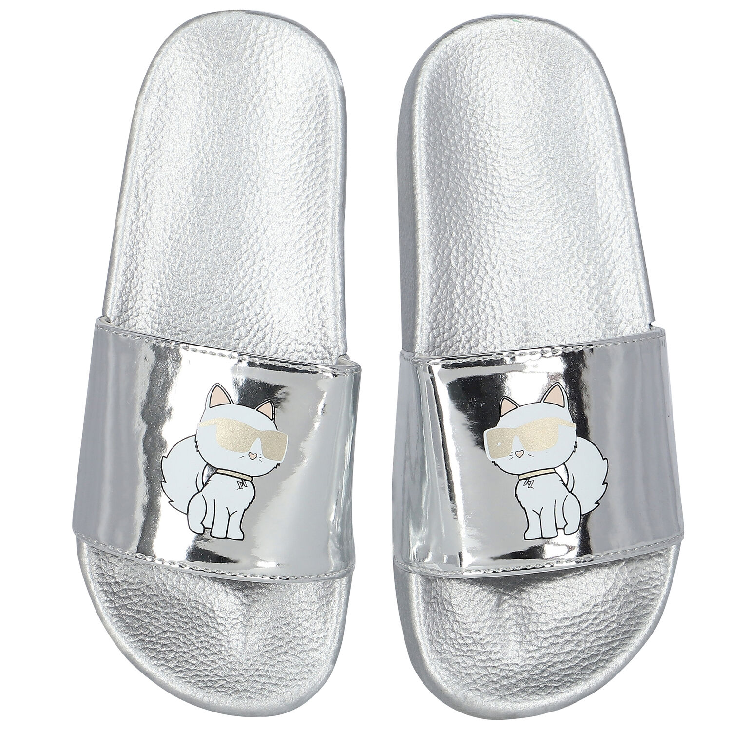 سلايدر بنات بشعار الشوبيت باللون الفضى, 1, hi-res