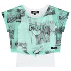 توب بنات الشعار 2 في 1 باللون الأبيض و الأخضر, 1, hi-res