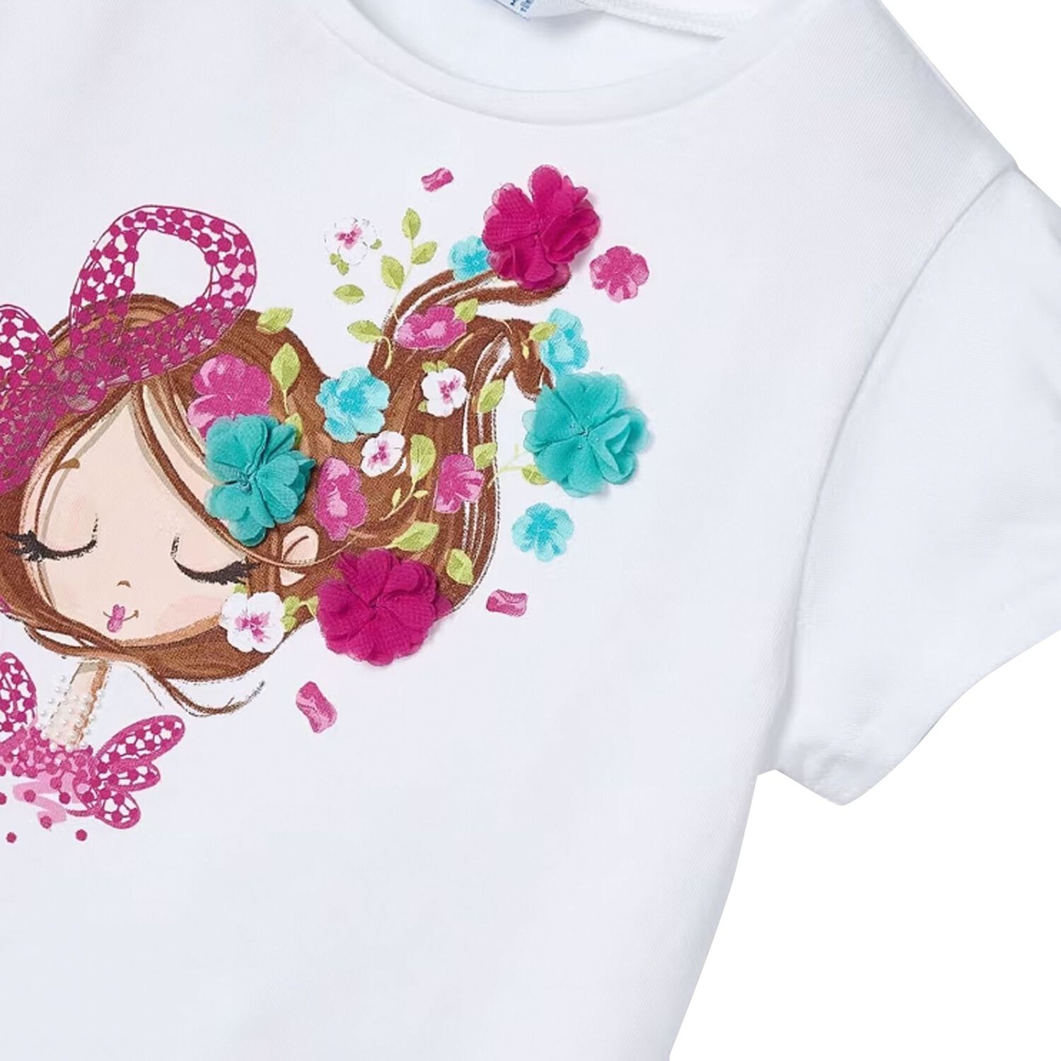 Girls White T-Shirt, 2, hi-res