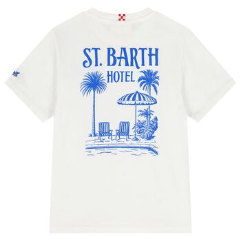 تيشيرت بالشعار باللون الأبيض للأولاد