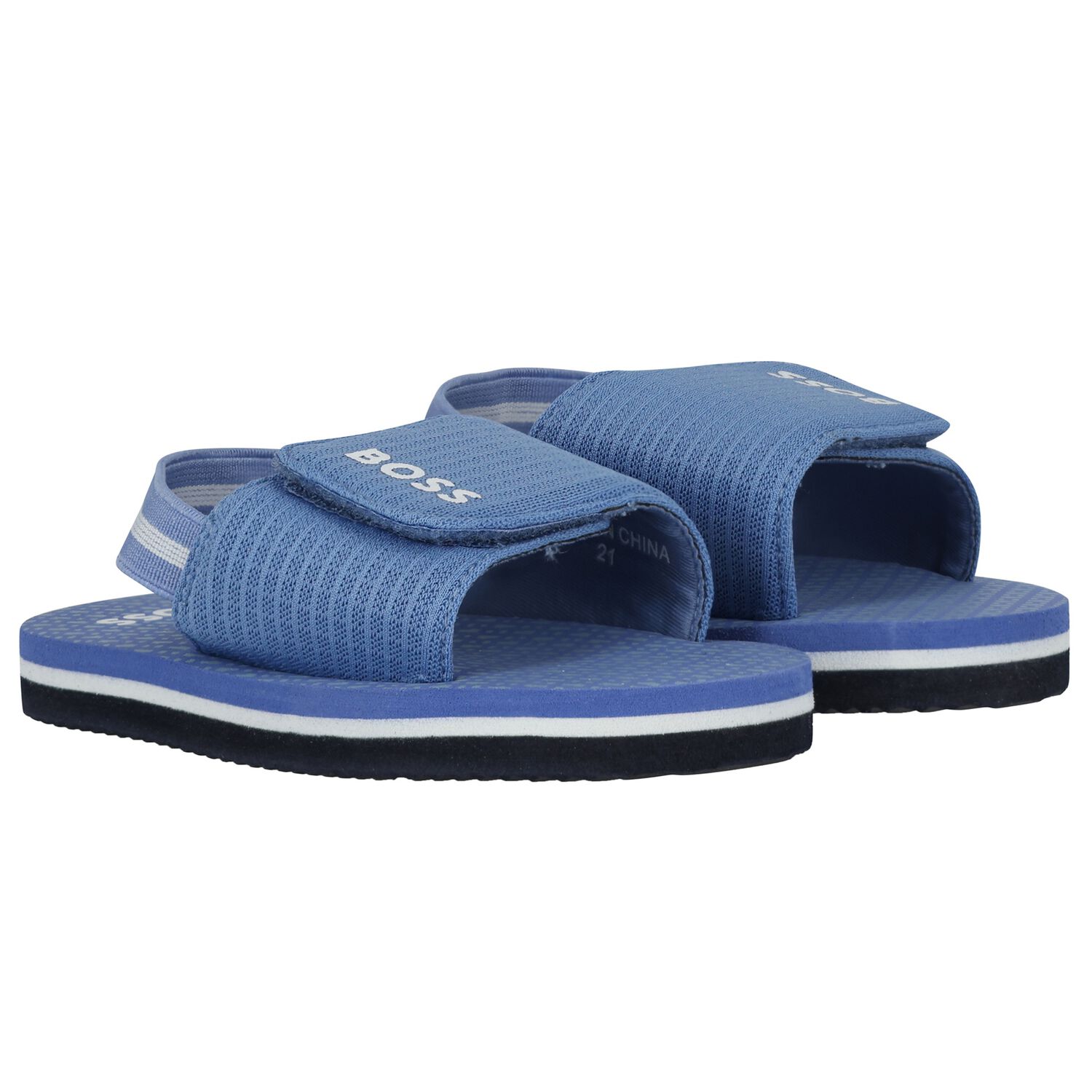 Boys Blue Logo Sandals, 2, hi-res