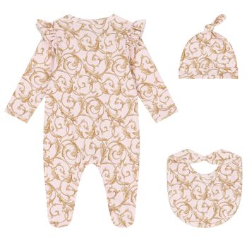 Baby Girls Pink & Gold Babygrow Gift Set (3 Piece)