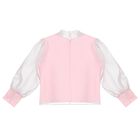 Girls Pink Bow Chiffon Blouse, 1, hi-res
