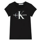 Girls Black Logo T-Shirt, 2, hi-res
