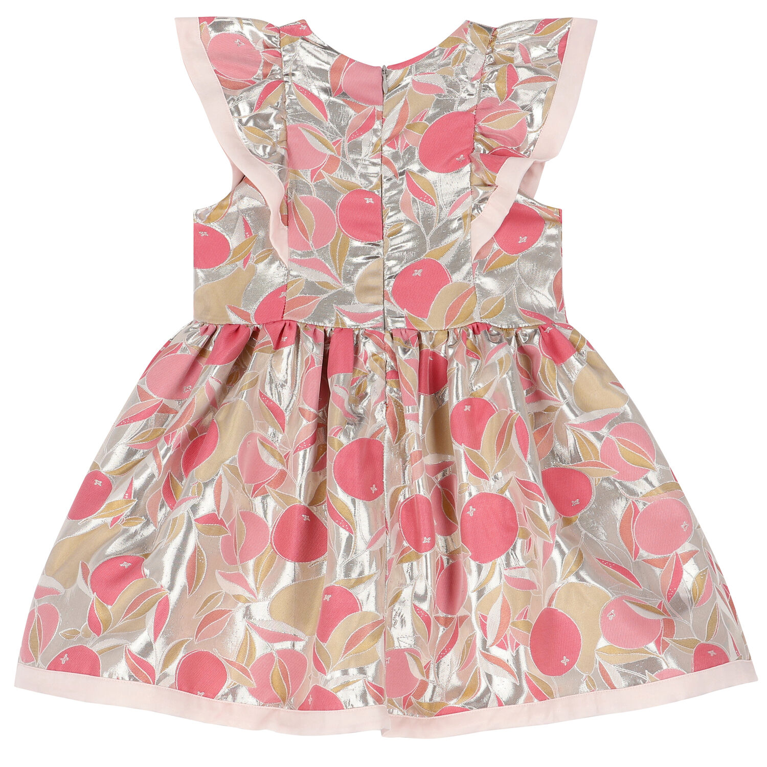 Girls Pink & Silver Jacquard Dress, 1, hi-res image number null