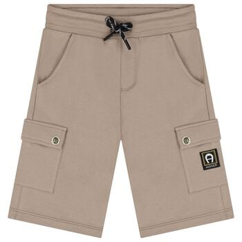 Boys Beige Logo Shorts
