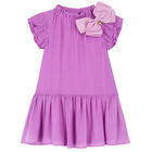 Girls Lilac Bow Dress, 6, hi-res