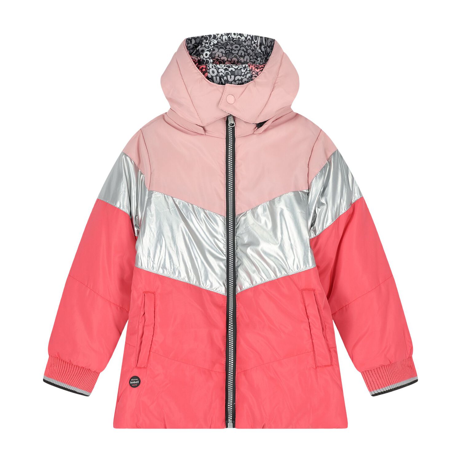 Girls Pink Reversible Hooded Coat, 1, hi-res image number null
