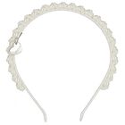 Girls White Embellished Pearl Headband, 1, hi-res