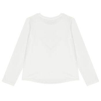 Girls White Logo Long Sleeve Top